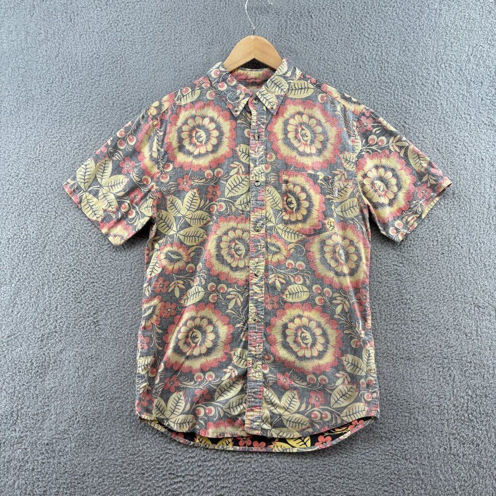 Deus Ex Machina Floral Short Sleeve Button Up Shirt Medium Surf Skate Moto